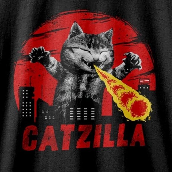 Catzilla Japan Cat Lover Funny Godzilla Parody Graphic Art Fan T-Shirt 165 - Picture 2 of 5